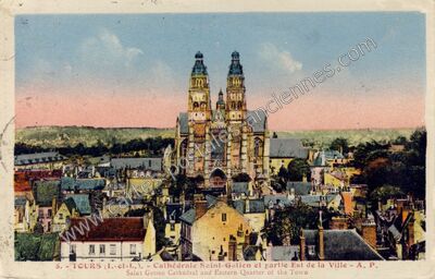 Carte postale ancienne Cathédrale Saint-Gatien et partie Est de la Ville — Tours (Indre-et-Loire)