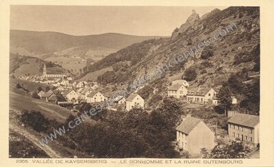 Carte postale ancienne Vallée de Kaysersberg - Le Bonhomme et la ruine Gutenbourg — Le Bonhomme (Haut-Rhin)