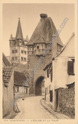 Carte postale ancienne L'Église et la Tour — Châtenois (Bas-Rhin)