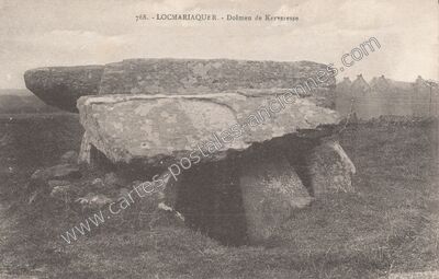 Carte postale ancienne Dolmen de Kerveresse — Locmariaquer (Morbihan)