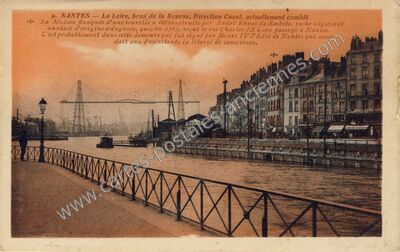 Carte postale ancienne La Loire, bras de la Bourse, Direction Ouest, actuellement comblé — Nantes (Loire-Atlantique)