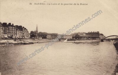 Carte postale ancienne La Loire et le quartier de la Bourse — Nantes (Loire-Atlantique)