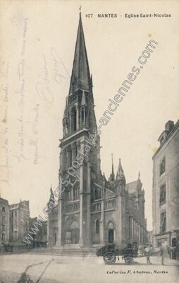 Carte postale ancienne Eglise Saint-Nicolas — Nantes (Loire-Atlantique)