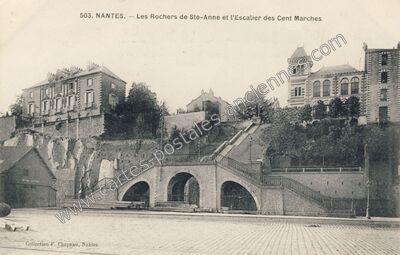 Carte postale ancienne Les Rochers de Ste-Anne et l'Escalier des Cent Marches — Nantes (Loire-Atlantique)