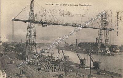 Carte postale ancienne Le Port et le Pont à Transbordeur — Nantes (Loire-Atlantique)