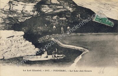 Carte postale ancienne Le Lac des Gours — Padirac (Lot)