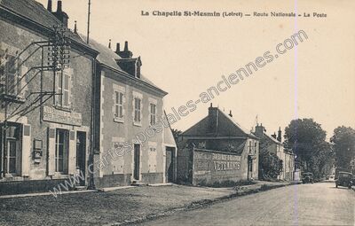 Carte postale ancienne Route Nationale - La Poste — La Chapelle-Saint-Mesmin (Loiret)