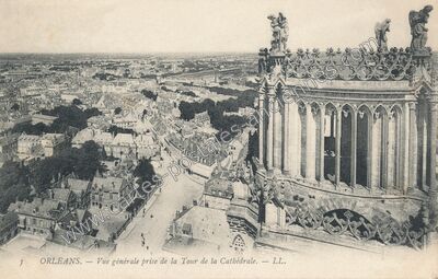 Carte postale ancienne Vue générale prise de la Tour de la Cathédrale — Orléans (Loiret)