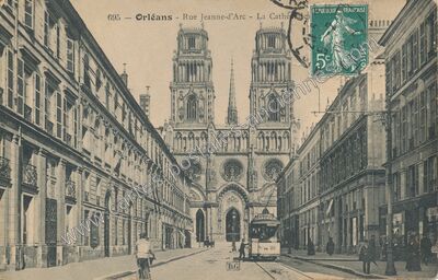 Carte postale ancienne Rue Jeanne-d'Arc - La Cathédrale — Orléans (Loiret)