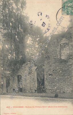 Carte postale ancienne Ruines du Viviers XIII° siècle (vue intérieure) — Chaumes-en-Brie (Seine-et-Marne)