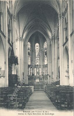 Carte postale ancienne Intérieur de l'Église Notre-Dame des Saints-Anges — Bihorel (Seine-Maritime)
