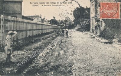 Carte postale ancienne Ravages causés par l'orage du 30 Juin 1908 — Elbeuf (Seine-Maritime)