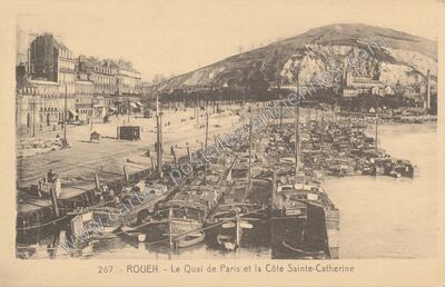 Carte postale ancienne Le Quai de Paris et la Côte Sainte-Catherine — Rouen (Seine-Maritime)