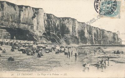 Carte postale ancienne La Plage et la Falaise — Le Tréport (Seine-Maritime)