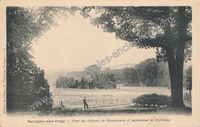 Carte postale ancienne Parc du château de Grandvaux et panorama de Petitvaux — Savigny-sur-Orge (Essonne)