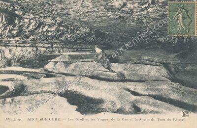 Carte postale ancienne Les Grottes, les Vagues de la Mer et la Sortie du Trou du Renard — Arcy-sur-Cure (Yonne)