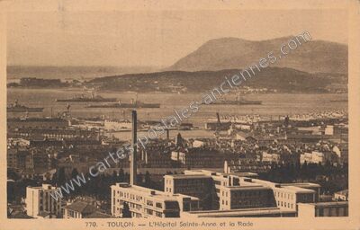Carte postale ancienne L'Hôpital Sainte-Anne et la Rade — Toulon (Var)