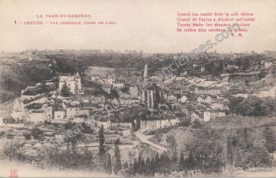 Carte postale ancienne Vue générale, prise de l'est — Caylus (Tarn-et-Garonne)