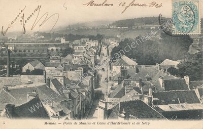 Carte postale ancienne Porte de Mantes et Côtes d'Hardricourt et de Nézy — Meulan (Yvelines)