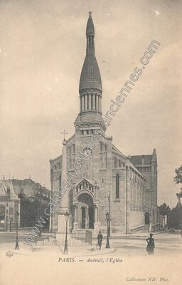 Carte postale ancienne Eglise d'Auteuil — Paris 16e (Paris)