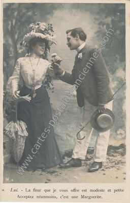 Carte postale ancienne La fleur que je vous offre est modeste et petite — Les Fleurs — Fantaisie