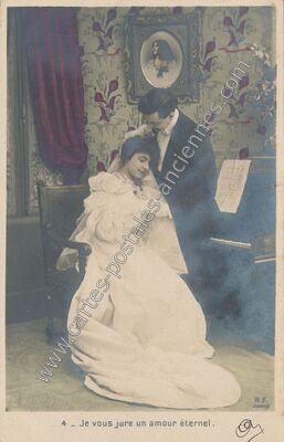 Carte postale ancienne Je vous jure un amour éternel — Mariage — Fantaisie